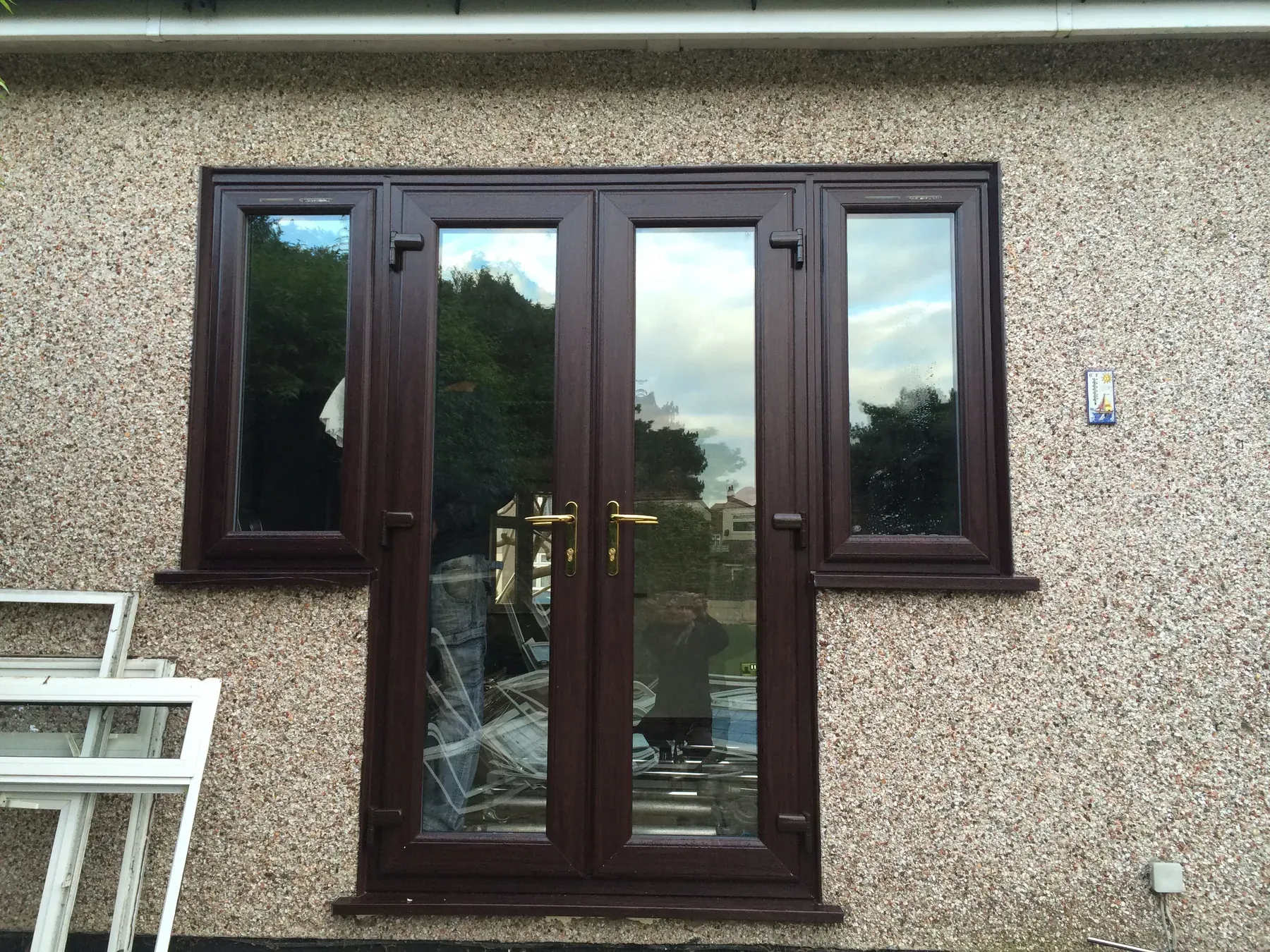 Rosewood French doors with matching side lights