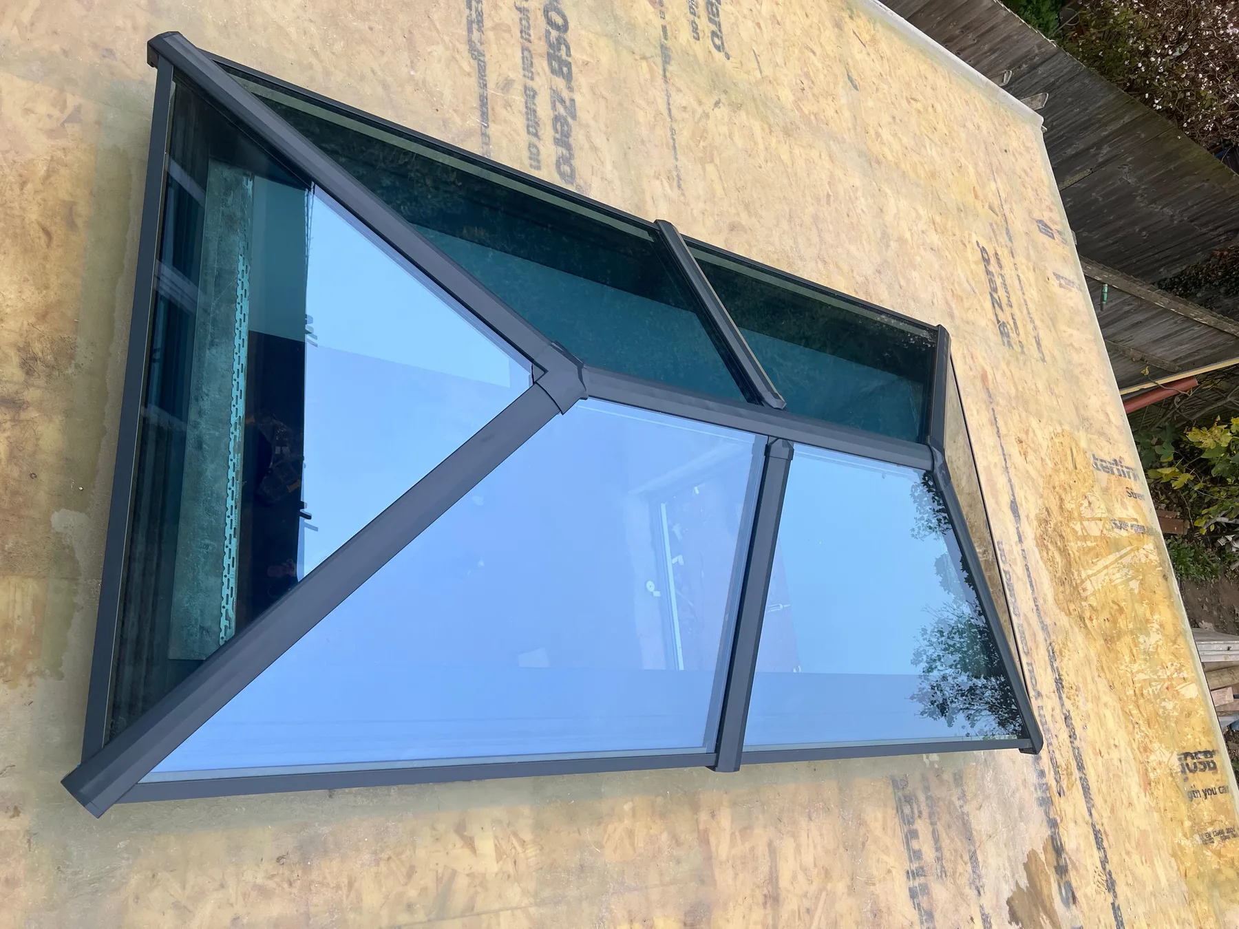Pyramid roof lantern in anthracite grey