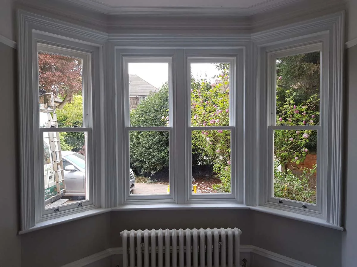 Internal sash bay with brick pillars